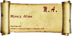 Mincz Alex névjegykártya